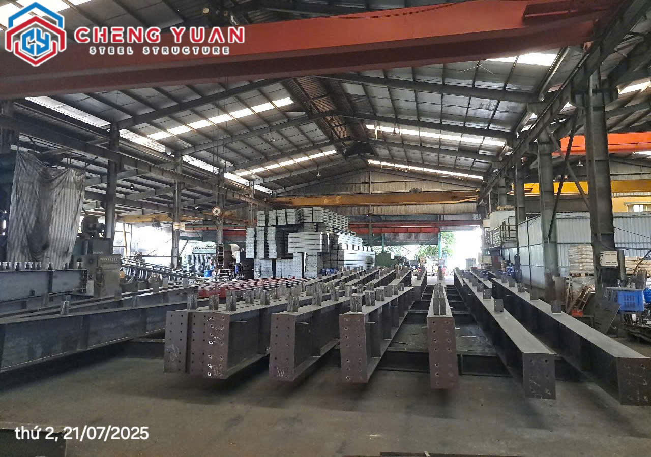 Skilled welder working on structural steel components