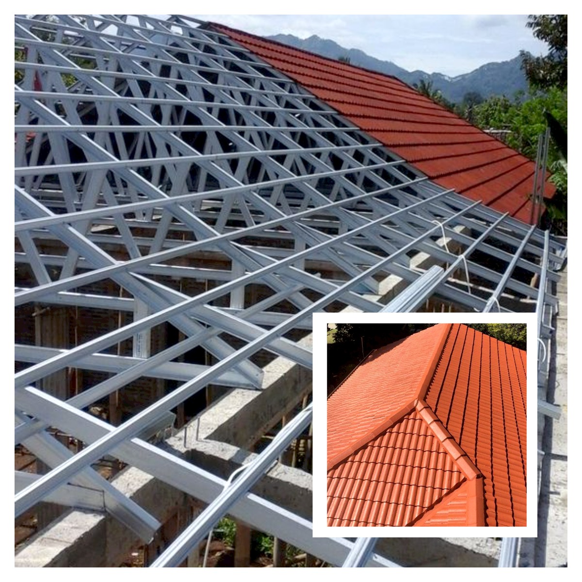 khung kèo xà gồ thép lợp mái ngói